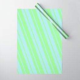 [ Thumbnail: Green & Turquoise Colored Lined Pattern Wrapping Paper ]