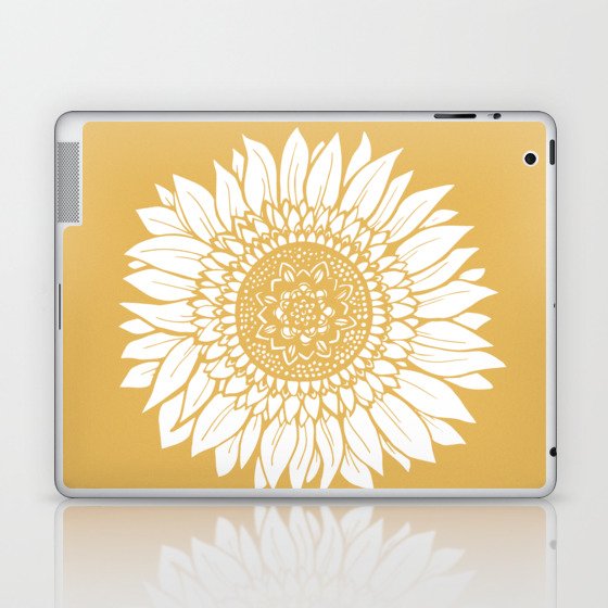 Yellow Sunflower Drawing Laptop Ipad Skin By Aterkaderk Society6