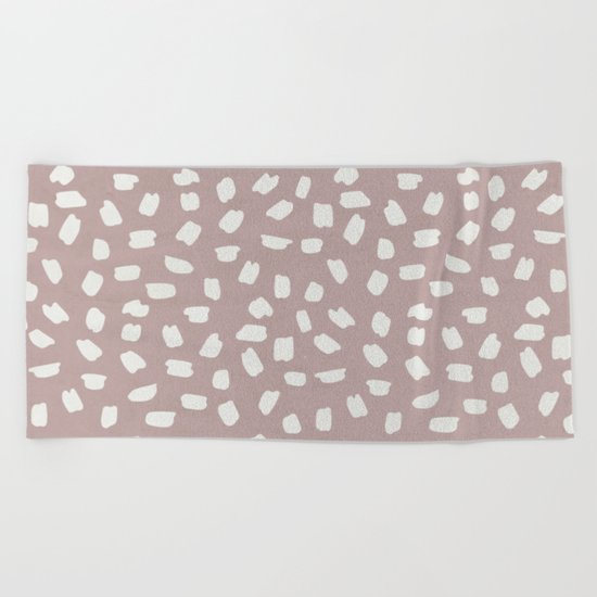 Simply Ink Splotch Lunar Gray on Clay Pink Beach Towel