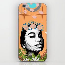 Boho Black And Whith Woman Flowers   iPhone Skin