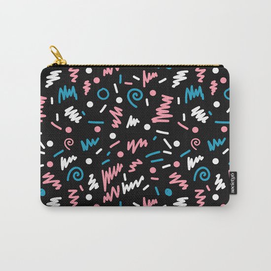Abstract memphis pattern trendy modern pattern print black and blue Carry-All Pouch