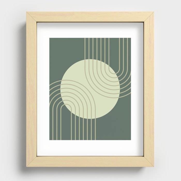 Mid Century Modern Geometric 167 in Forest Green Shades Recessed Framed Print