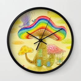 Rainbow Mashroom Wall Clock