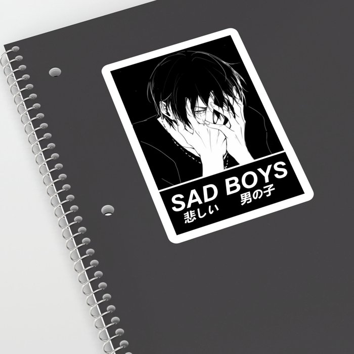 SAD BOYS - SAD JAPANESE ANIME AESTHETIC Sticker by Poser_Boy | Society6