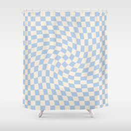 Check II - Baby Blue Twist — Checkerboard Print Shower Curtain