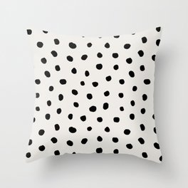 Modern Polka Dots Black on Light Gray Throw Pillow