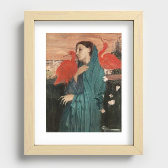 Edgar Degas Vintage Painting x Young Woman with Ibis Recessed Framed Print