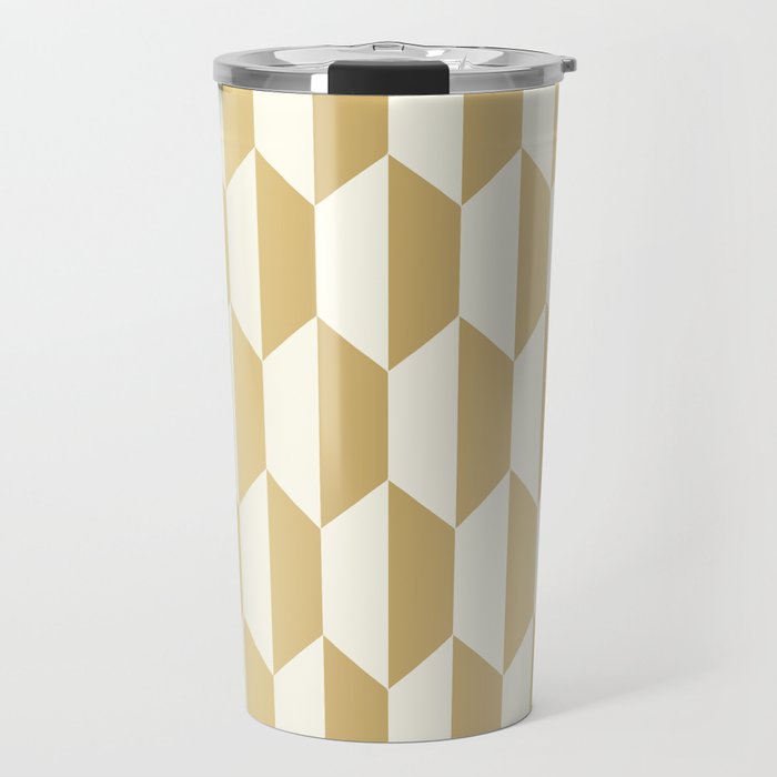 Ivory and Gold Hex Tile  Travel Mug
