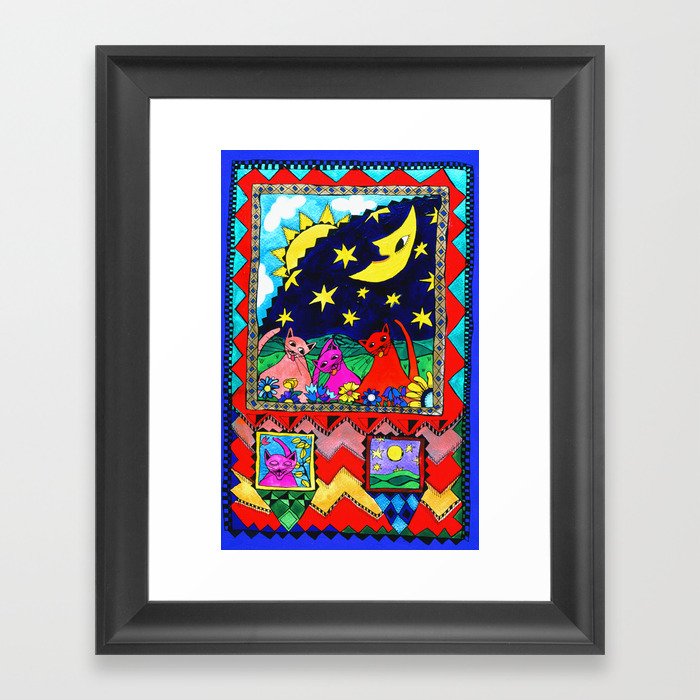 Moon Cats Framed Art Print