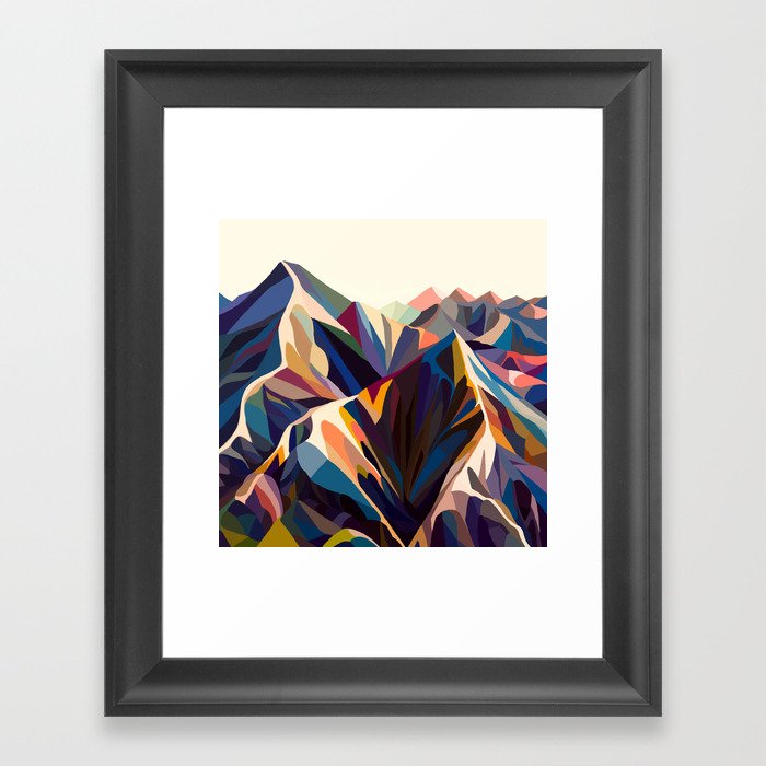 Mountains original Gerahmter Kunstdruck | Graphic-design, Colorful, Berge, Hills, Illustration, Kaleidoscope, Natur, Graphic, Mosaic, Landscape