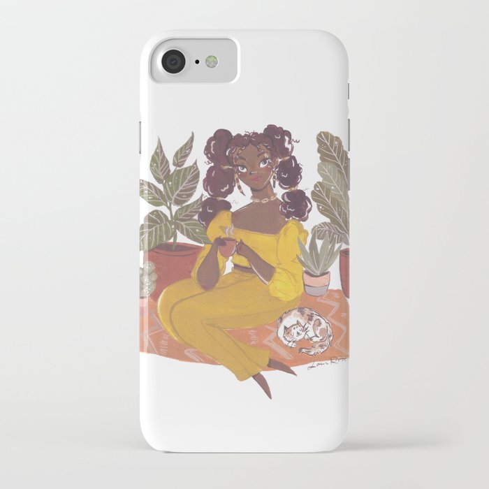 Girl and her cat iPhone Case