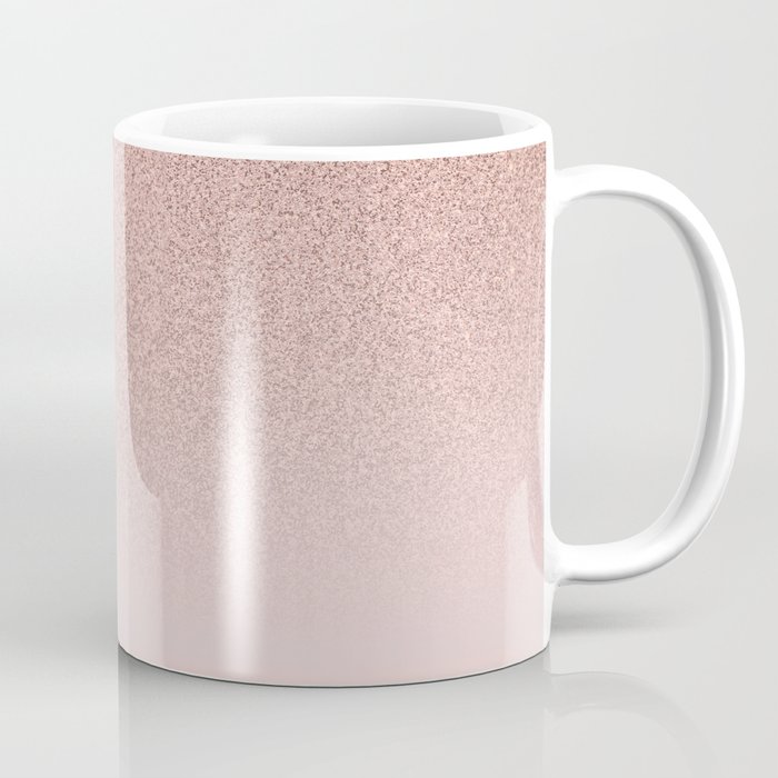 Trendy Rose Gold Faux Glitter Blush Pink Ombre Color Block Coffee Mug