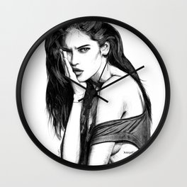 Juliana Herz Wall Clock | Topmodel, Black And White, Beautifulface, Portrait, Other, Woman, Figurative, Extraordinarybeauty, Drawing, Illustration 