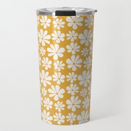 Retro Daisy Pattern - Golden Yellow Bold Floral Travel Mug