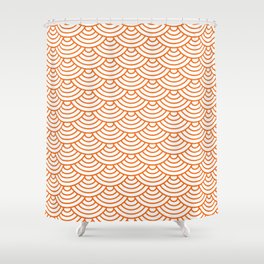 Orange Japanese wave pattern Shower Curtain