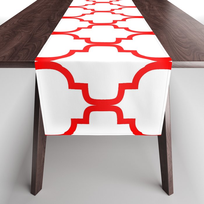 Moroccan Trellis (Red & White Pattern) Table Runner