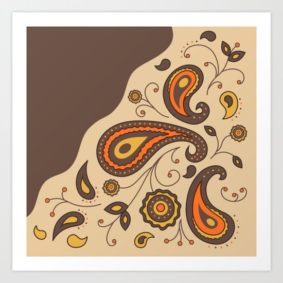 Paisley Brown Pattern Art Print