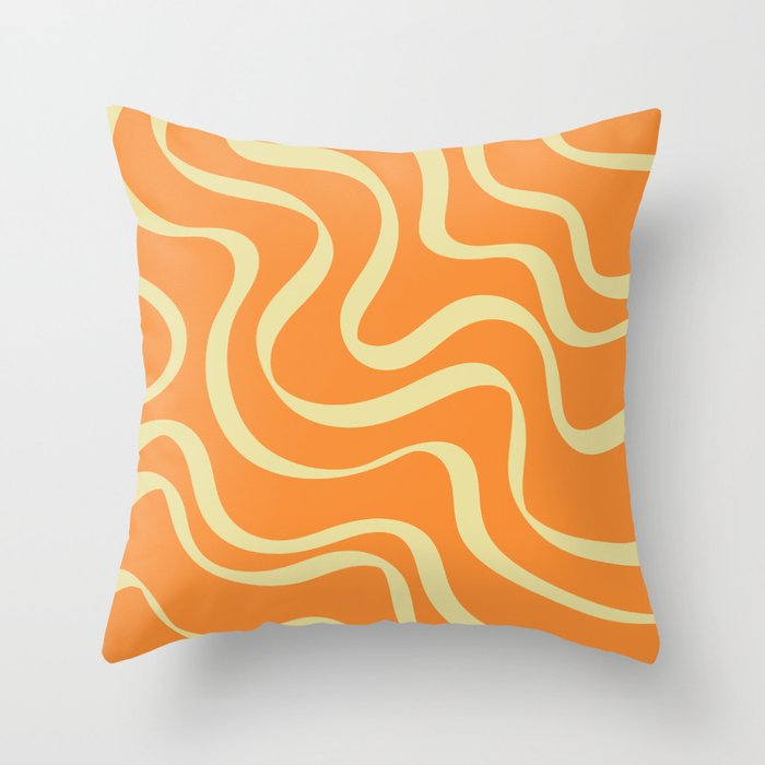 Groovy Swirl Shapes Pattern - Orange Throw Pillow