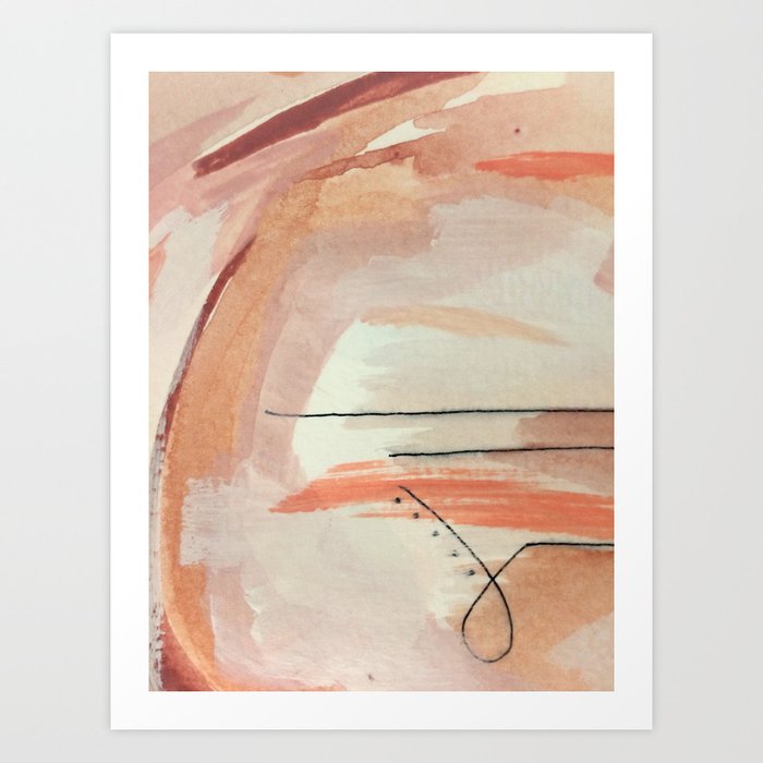 Aly [3]: minimal | pinks | white | black | mixed media | abstract | ink | watercolor | wall art Art Print