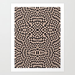 Burnt beige checker symmetrical pattern Art Print