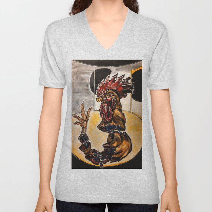 Space Rooster V Neck T Shirt
