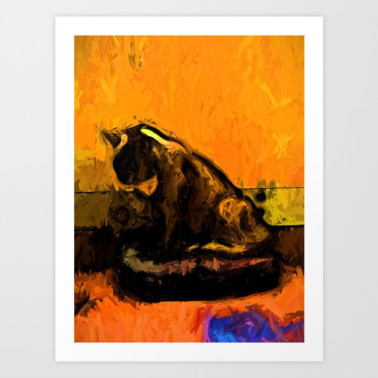 Cat and a Gold Wall Art Print