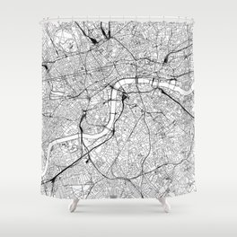 London White Map Shower Curtain