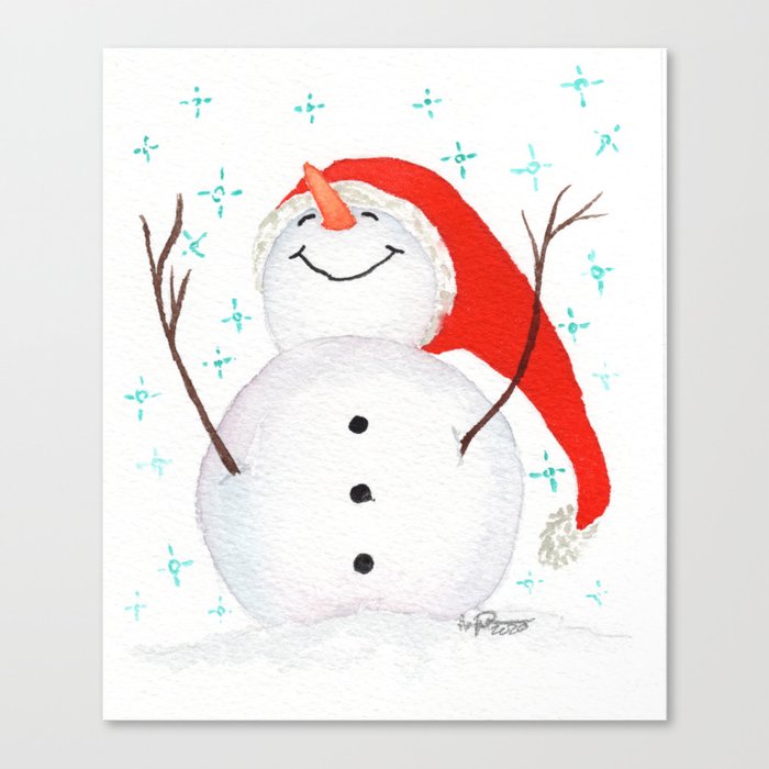 Joyful Snowman Canvas Print