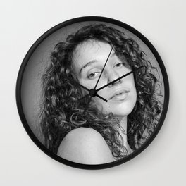 Beautiful woman face close-up #337 Wall Clock