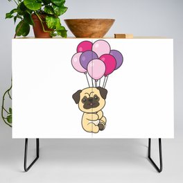 Pug With Balloons For Birthday Cute Dogs Credenza
