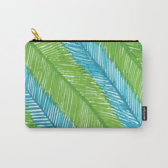 Blue and Green Palm Leaves Carry-All Pouch