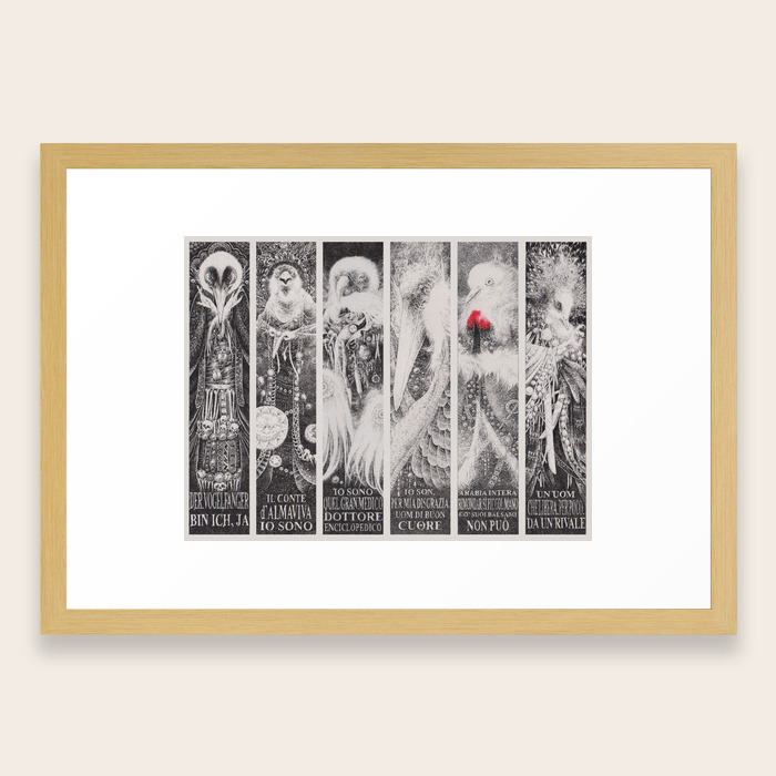 Six Creepy Opera Birds Framed Art Print By Socar Society6