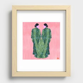 Woman in Green Kimono in Japan Recessed Framed Print