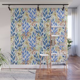 Blue and Pearl Garden Wall Mural