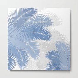 BLUE TROPICAL PALM TREES Metal Print