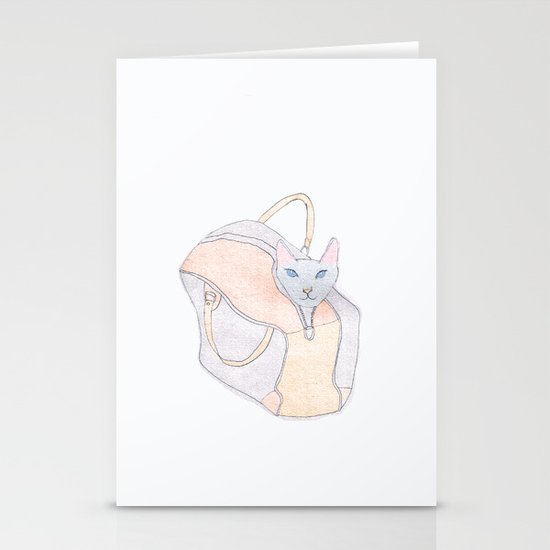 cat in a bag Stationery Cards