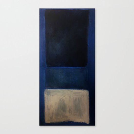 Mark Rothko Interpretation White And Greens In Blue Canvas Print