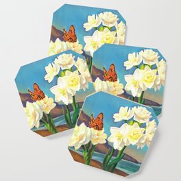 A Morning Greeting From Narcissus Flowers Coaster