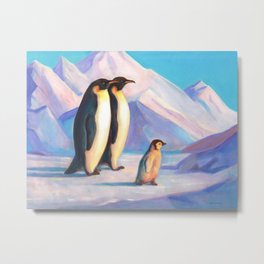 Happy Penguin Family Metal Print | Polar, Cold, Family, Parenting, Birds, Penguin, Ice, Vacation, Zoo, Journey 