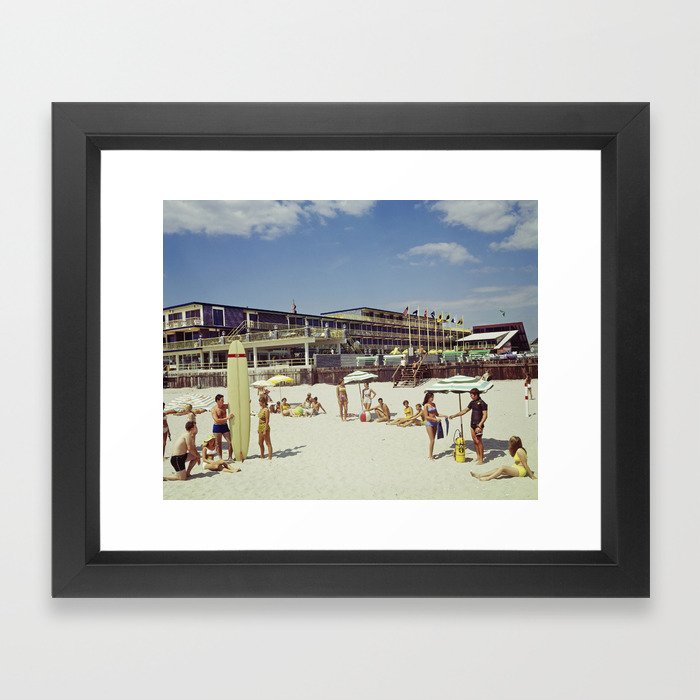 1960's beach picture from the Admiral Motel in Wildwood, New Jersey Framed Art Print