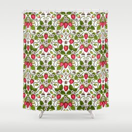 Strawberries & Honey Bees - Spring/Summer Pattern Shower Curtain