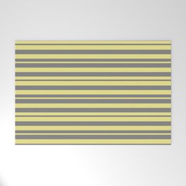 [ Thumbnail: Tan & Gray Colored Lines/Stripes Pattern Welcome Mat ]