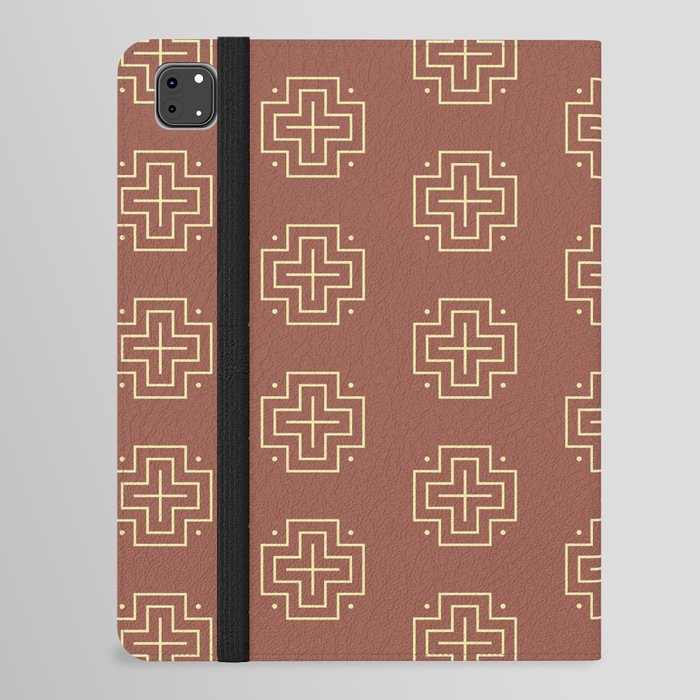 Tribal cross pattern - brown iPad Folio Case