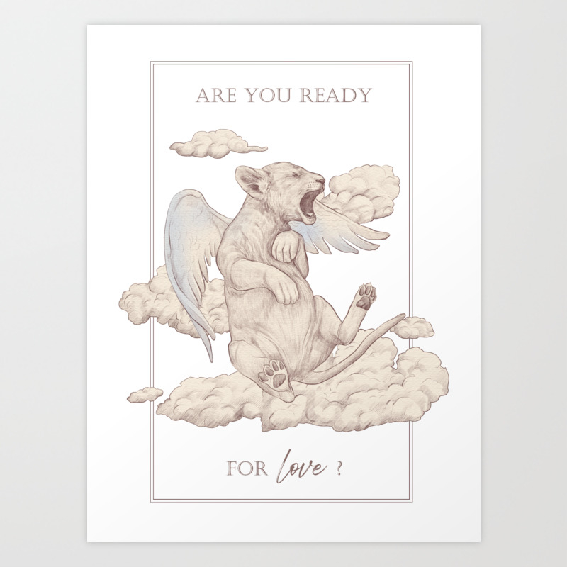 cupid tiger valentine quote design art print by taya kazantseva society6