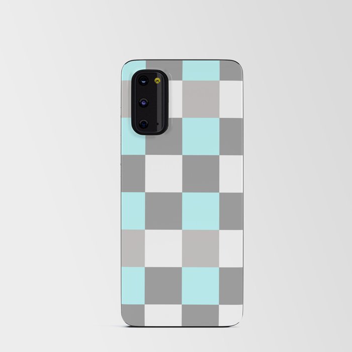 Gray Sky Blue White Large French Checkered Pattern Android Card Case