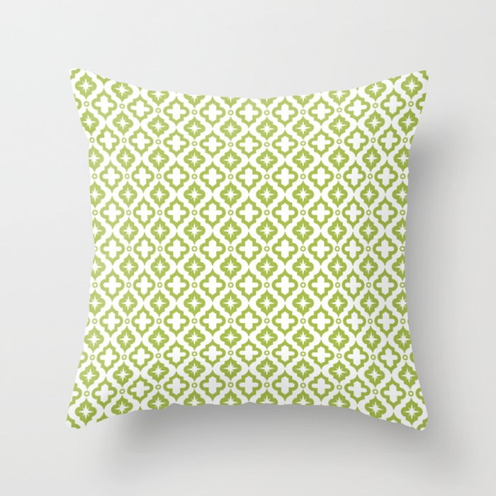 Light Green Ornamental Arabic Pattern Throw Pillow