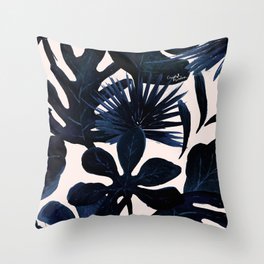 Tropical Leaves - Midnight Throw Pillow