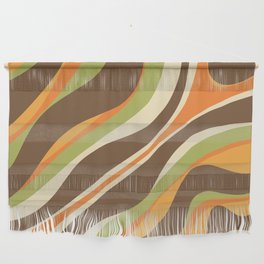 Trippy Dream Abstract Pattern in Retro 70s Brown Orange Avocado Green Wall Hanging