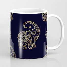 Gold and black cute elephants and stars pattern Coffee Mug