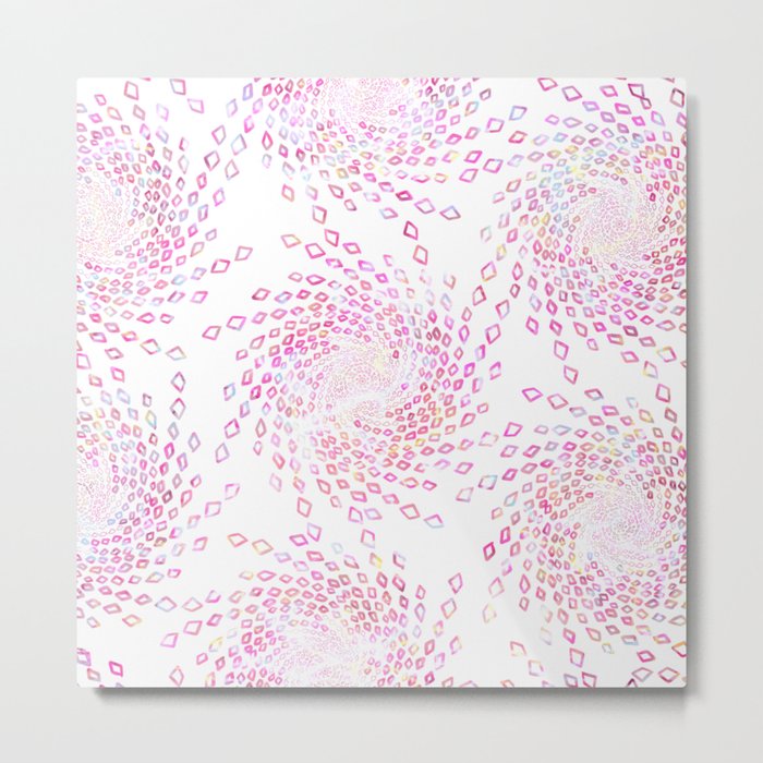Modern pink aqua watercolor geometrical  diamond swirls Metal Print